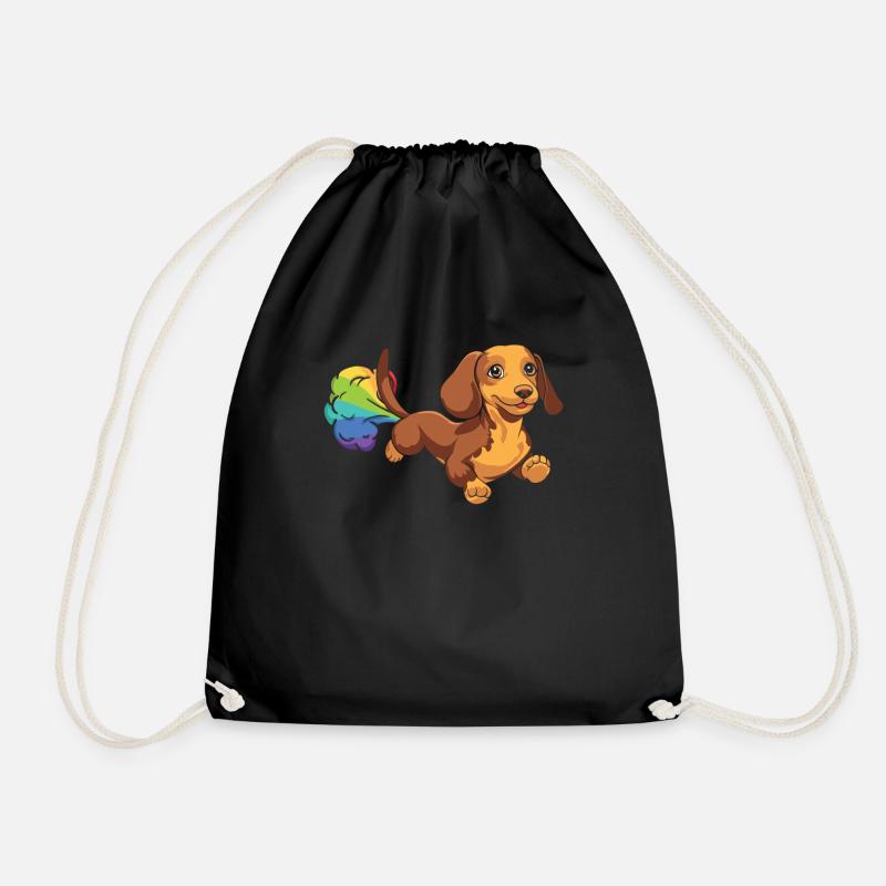 Dackel Dachshund Regenbogenfurz - Turnbeutel - Schwarz