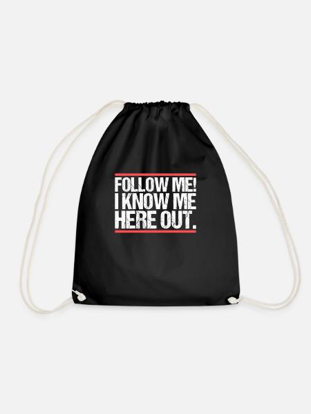 Follow me! I know me here out. Denglisch - Turnbeutel - Schwarz