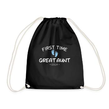 First time Great Aunt 2024 New Baby For Auntie To - Drawstring Bag - black - Front