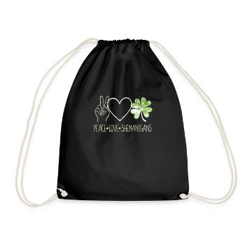 Frieden Liebe Shenanigans Happy Saint Patricks Day - Turnbeutel - Schwarz - Vorne