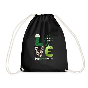 Love Stethoscope Nurse Life Happy - Drawstring Bag - black - Front