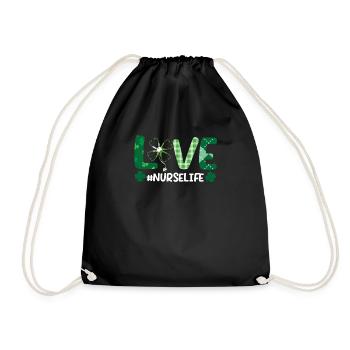 Love Stethoscope Nurse Life Happy - Drawstring Bag - black - Front