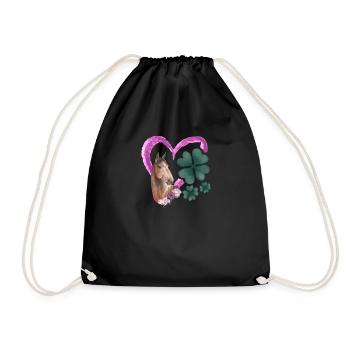 Amoureux des chevaux Coeur de trèfle irlandais - Sac de sport léger - noir - Devant