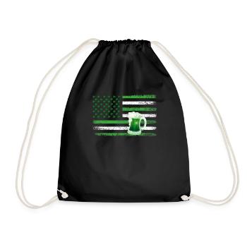 Lucky Green Clover Bier Amerikanische Flagge Happy - Turnbeutel - Schwarz - Vorne