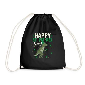 Happy St.Pat-Rex Day Saint Patrick Dinosaur - Drawstring Bag - black - Front
