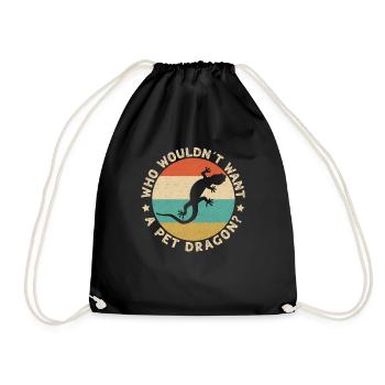 Crowned Gecko Crested Gecko Double Finger Gecko - Drawstring Bag - black - Front