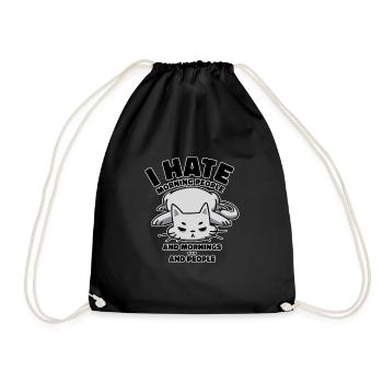 Cute kitty cat owner morning grumpy cats - Drawstring Bag - black - Front