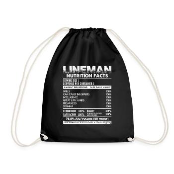 Lineman Lineman Nutrition Facts - Drawstring Bag - black - Front