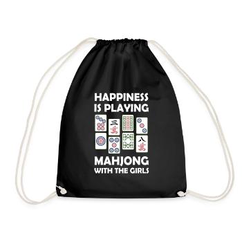 Lustiges Mahjong Cooles Glück spielt Mahjong - Turnbeutel - Schwarz - Vorne
