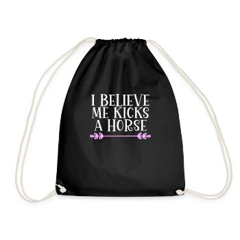 I believe me kicks a horse Denglisch - Drawstring Bag - black - Front