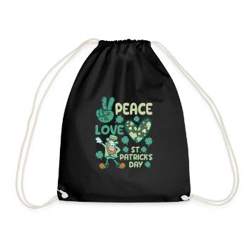 Frieden Liebe St. Patricks Day Shamrock Dabbing - Turnbeutel - Schwarz - Vorne