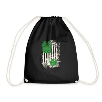 Happy St. Patrick's Day American Flag - Drawstring Bag - black - Front