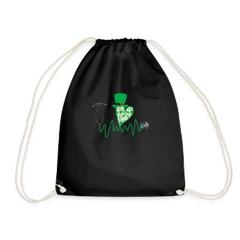 Nurse St Patrick's Day Stethoscope - Drawstring Bag - black - Front