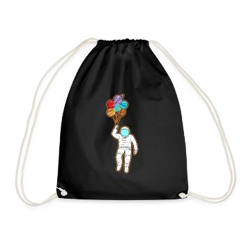 Astronaut Holding Planet Balloons Solar System - Drawstring Bag - black - Front