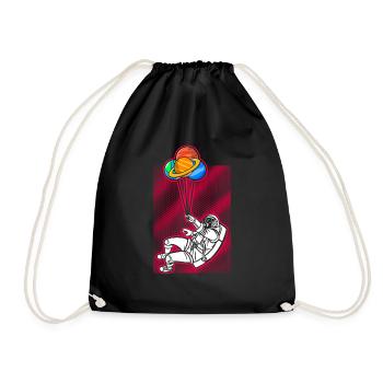 Astronaut Holding Planet Balloons Solar System - Drawstring Bag - black - Front