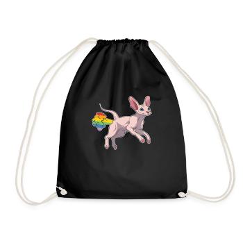 Sphynx Cat Rainbow Rainbow Fart - Drawstring Bag - black - Front
