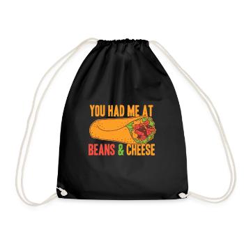Burrito Beans And Cheese Cool Mexican Taco Food - Drawstring Bag - black - Front