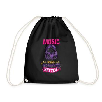 Pinkes Kopfhörer T-shirt - Sac de sport léger - noir - Devant