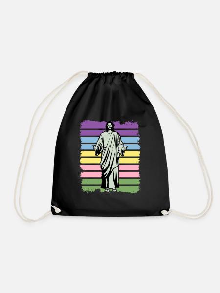 Walk in His Footsteps - Drawstring Bag - black