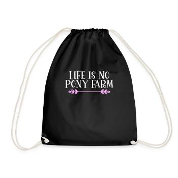 Life is no Pony Farm Denglish - Drawstring Bag - black - Front