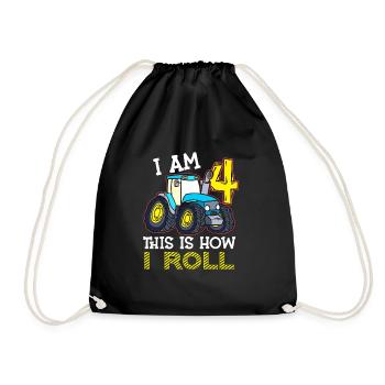 4e anniversaire drôle tracteur cadeau - Sac de sport léger - noir - Devant