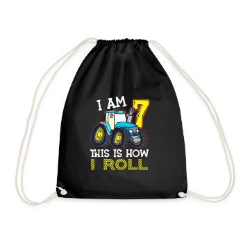 7e anniversaire drôle tracteur cadeau - Sac de sport léger - noir - Devant