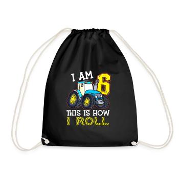 6e anniversaire drôle tracteur cadeau - Sac de sport léger - noir - Devant