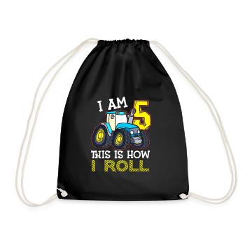 5e anniversaire drôle tracteur cadeau - Sac de sport léger - noir - Devant