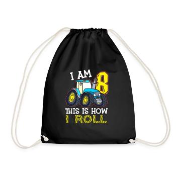 8e anniversaire drôle tracteur cadeau - Sac de sport léger - noir - Devant