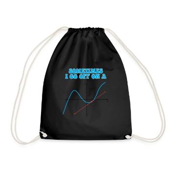 Sometimes I Go Off On A Tangent Math Pun - Drawstring Bag - black - Front