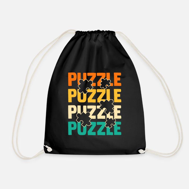 Puzzlefan Puzzler Puzzleteile Puzzle - Turnbeutel - Schwarz