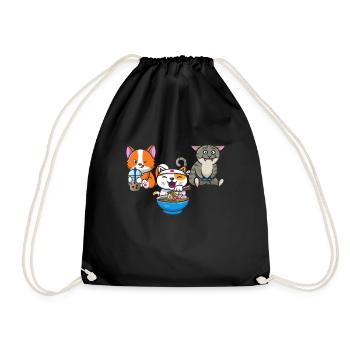 Chat Boba Thé Bubble Tea Gaming Gamer Ramen Anime - Sac de sport léger - noir - Devant