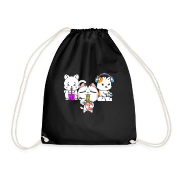 Chat Boba Thé Bubble Tea Gaming Gamer Ramen Anime - Sac de sport léger - noir - Devant