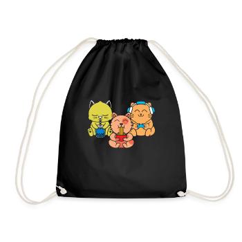 Chat Boba Thé Bubble Tea Gaming Gamer Ramen Anime - Sac de sport léger - noir - Devant