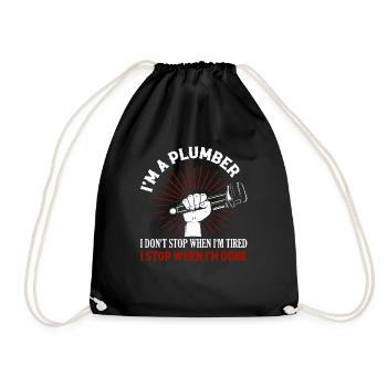 I'm A Plumber Plumbing Pipefitter Wrench - Drawstring Bag - black - Front