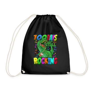 100th Day of School Dino Costume 100 Days of School - Drawstring Bag - black - Front