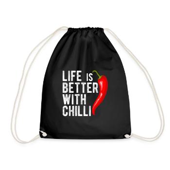 Life Is Better With Chilli Peperoni Jalapeno Schar - Turnbeutel - Schwarz - Vorne