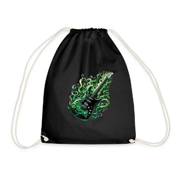Guitare électrique heavy metal avec des flammes - Sac de sport léger - noir - Devant