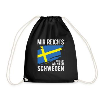 Mir Reichts Ich Haue Ab Nach Schweden Urlaub Natur - Turnbeutel - Schwarz - Vorne