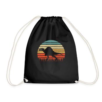 Vintage Spinosaurus Dinosaurus Sunset Retro - Drawstring Bag - black - Front