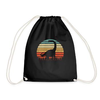 Vintage Brachiosaurus Dinosaurus Sunset Retro - Drawstring Bag - black - Front