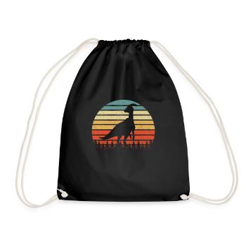 Vintage Parasaurolophus Dinosaurus Sunset Retro - Drawstring Bag - black - Front