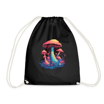 Mushroom | Fantasy Pilze Wald Natur Goa Festival - Turnbeutel - Schwarz - Vorne