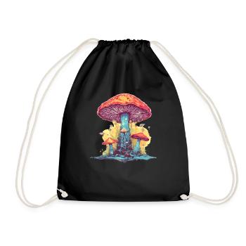 Mushroom | Fantasy Pilze Wald Natur Goa Festival - Turnbeutel - Schwarz - Vorne