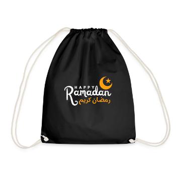 Happy Ramadan - Arabic Calligraphy Ramadan Kareem - Drawstring Bag - black - Front