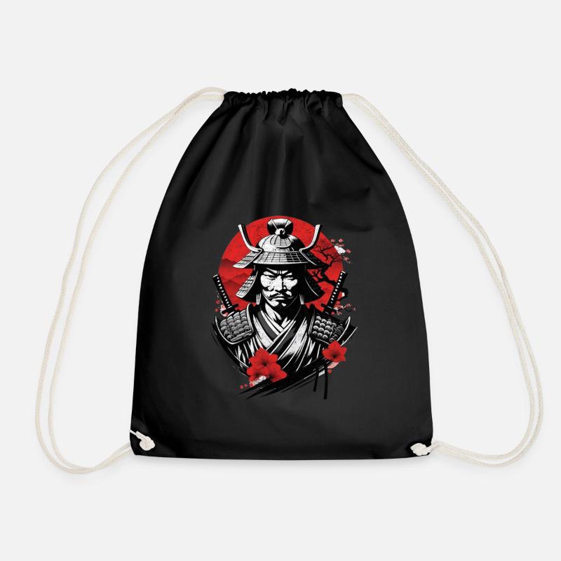 Samurai Warrior - Japan - Demon - Drawstring Bag - black