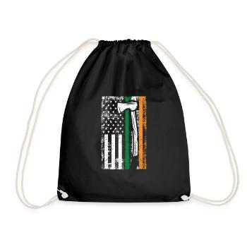 Irish American US Flagge Feuerwehrmann Axt Feuer - Turnbeutel - Schwarz - Vorne