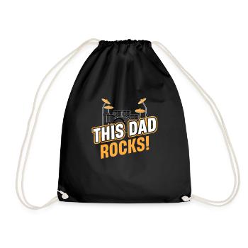 Dieser Papa Rockt! Lustige Trommlerband, - Turnbeutel - Schwarz - Vorne