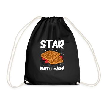 Waffel machen Waffeleisen - Turnbeutel - Schwarz - Vorne