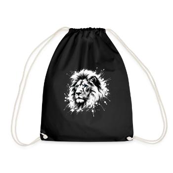 Lion Head with Blue Eyes - Lover Lions - Drawstring Bag - black - Front